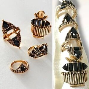 Free People Gold and Black Statement Rings